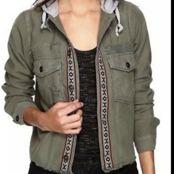 Free People Weekend Warrior Military Jacket Hood - Picture 4 of 14